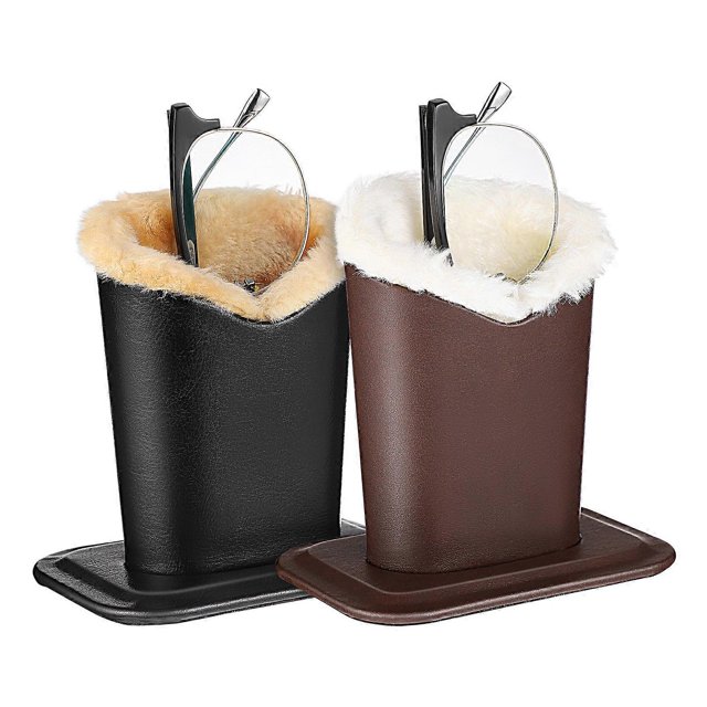 Toyvian 2Pcs Eyeglasses Holder Leather Plushed Eyewear Holding Stand Glasses Protective Holder for Desks or Nightstand