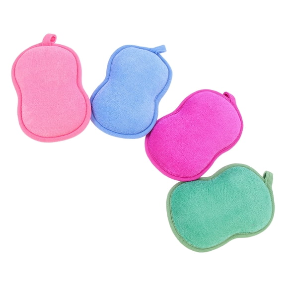 DEEPCRAFF 4Pcs Shower Sponge for Bath Assorted Color Soft Cleaning Scrubbing Tool