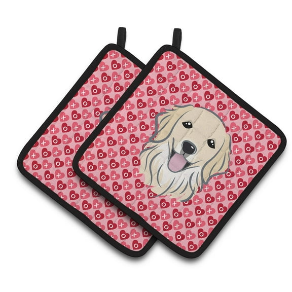 Caroline's Treasures Golden Retriever Hearts Pair of Pot Holders