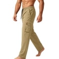 thumbnail image 5 of HOMADLES Men's Straight Leg Cargo Pants Relaxed Fit Quick Dry Work Pants Elastic Waist Lightweight Athletic Pants Khaki Size L, 5 of 5