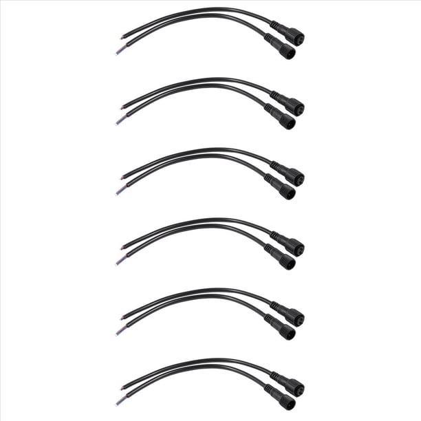 12X Macho Hembra Enchufe 2 Pines LED Impermeable Cable Conector Negro