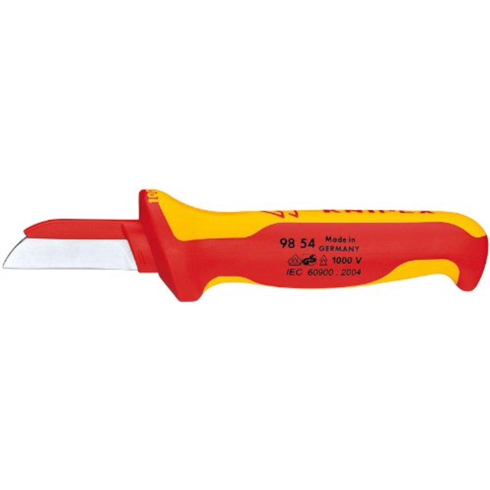KNIPEX 98 54 1,000V Insulated Cable Knife, Solid fixed, straight blade