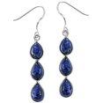 thumbnail image 4 of Genuine Lapis Lazuli Triple Teardrop Dangle Earrings in Silver Tone Jewelry Earring Silver, 4 of 7