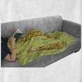 thumbnail image 6 of Animal Soft Flannel Fleece Throw Blanket, Hand Drawn Illustration of Giraffes on Background with Flowers, Cozy Plush for Indoor and Outdoor Use, 50" x 70", Avocado Green Caramel, by Ambesonne, 6 of 6