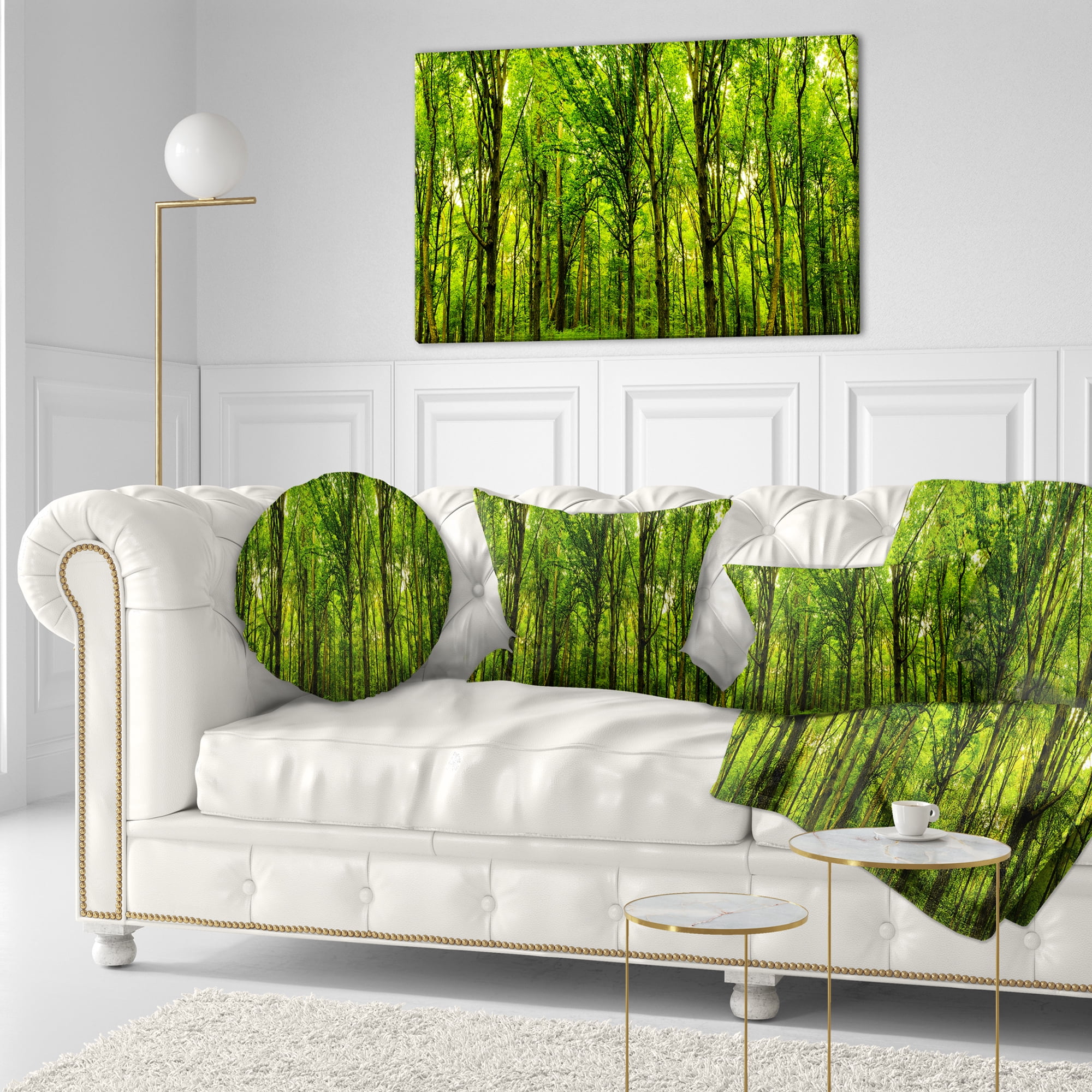 Designart Green Forest - Landscape Photo Throw Pillow - 12x20
