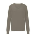 thumbnail image 6 of PiGOGI Women's Solid Color V-Neck Knit Sweater Long Sleeve Pullover Casual Loose Fit Layering Piece Basic Winter Top Dark Gray M, 6 of 6