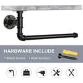 thumbnail image 3 of Industrial Toilet Paper Holder with Grey Wood Shelf & Wrought Iron Pipe, Wall-Mounted Farmhouse Tissue Roll Hanger for Bathroom, Kitchen, Washbasin & Laundry, 3 of 5