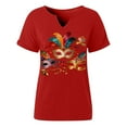 thumbnail image 5 of Erwazi Womens Mardi Gras T-Shirt Graphic Printed Short Sleeve V Neck Tees Carnival Party Tee Top, 5 of 6