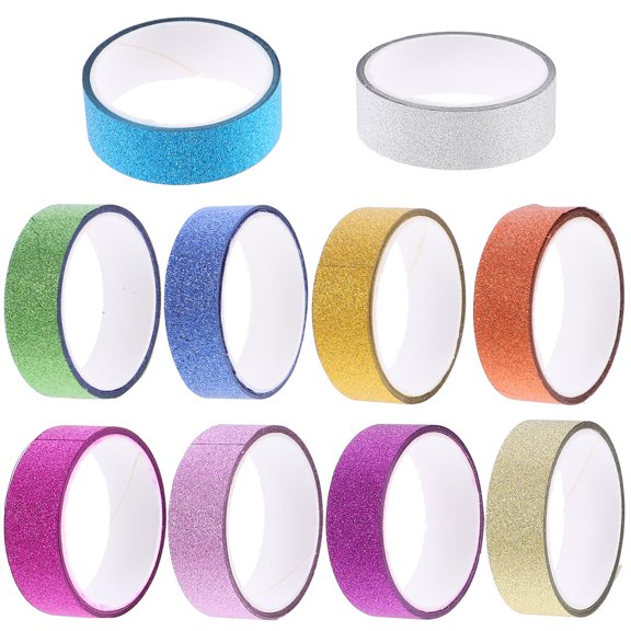 MLINS 10 Rolls Glitter Tape Stickers Scrapbooking Supplies Sticky
