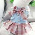 thumbnail image 2 of Cute Dog Dress Plaid Pattern Princess Dresses with Bow Decor Puppy Shirt Tutu with Leash Hole Pet Party Birthday Costume for Small Medium Girl Cats Dogs Kitten, 2 of 6
