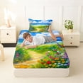 thumbnail image 4 of Manfei Colorful Flower Twin Sheets,Clear Sky Bedding,3pcs,1 Fitted Sheet and 1 Pillowcase, 4 of 7