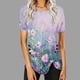 thumbnail image 2 of Blusas de Manga Corta para las Mujeres Botón Impreso Cuello Redondo Top Casual, Blusas para las Mujeres Casual, 2 of 5
