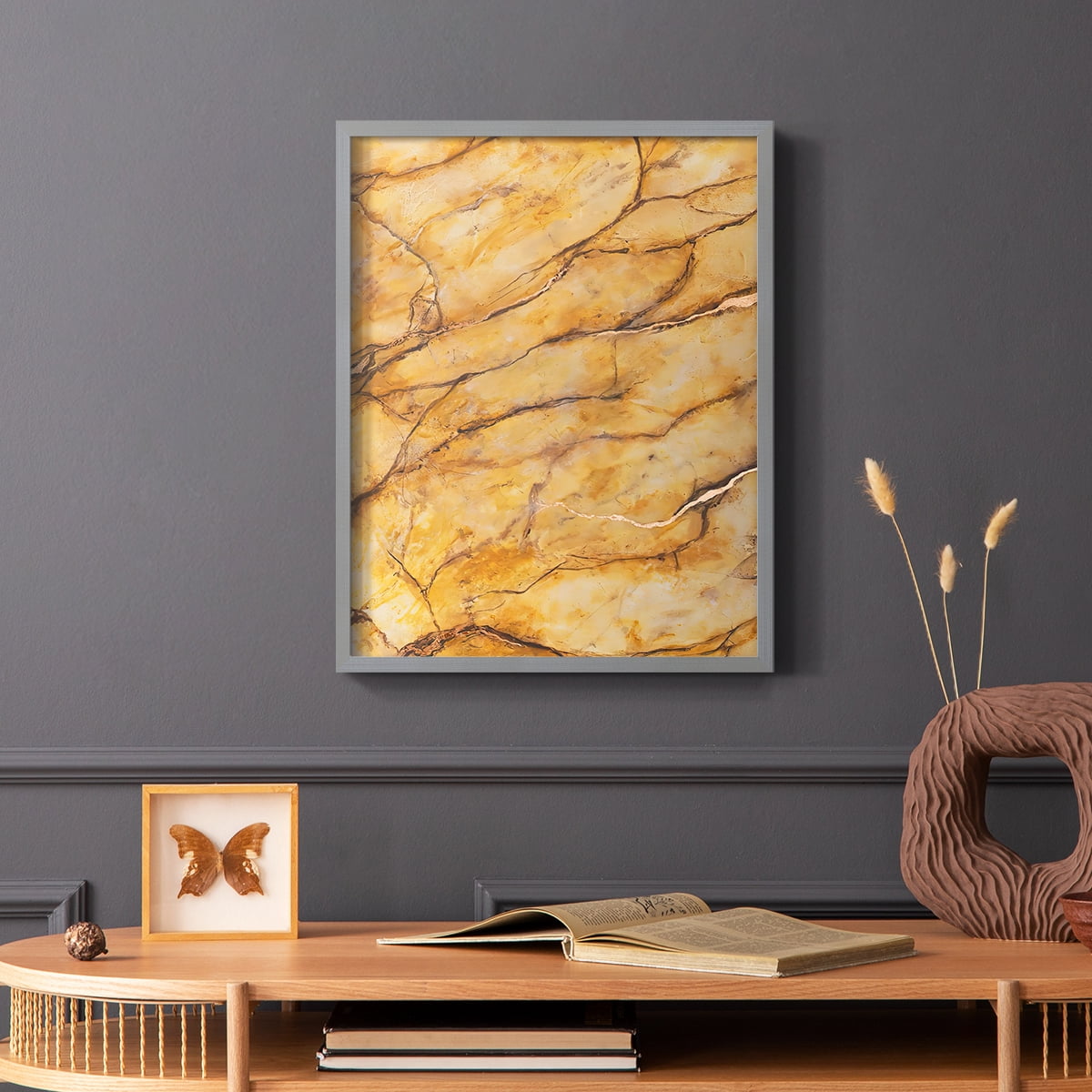 Yellow Marble II Framed Print - Solid Wood in Single Picture Frame Solid Wood 2 Framed Print