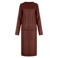 thumbnail image 6 of YWDJ Women Skirts Knee Length Casual Solid Color Round Neck Long Sleeve Cable Knitted Warm Two-Piece Skirt Sweater Suit Set Wine XXXXXL, 6 of 6