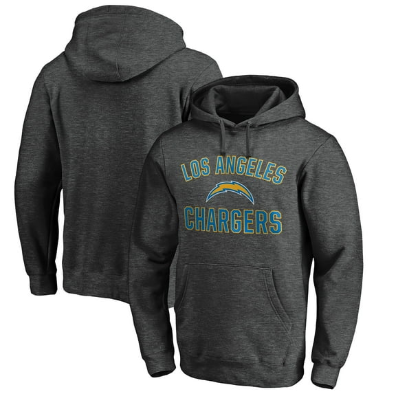 Men's Heather Gray Los Angeles Chargers Victory Arch Pullover Hoodie