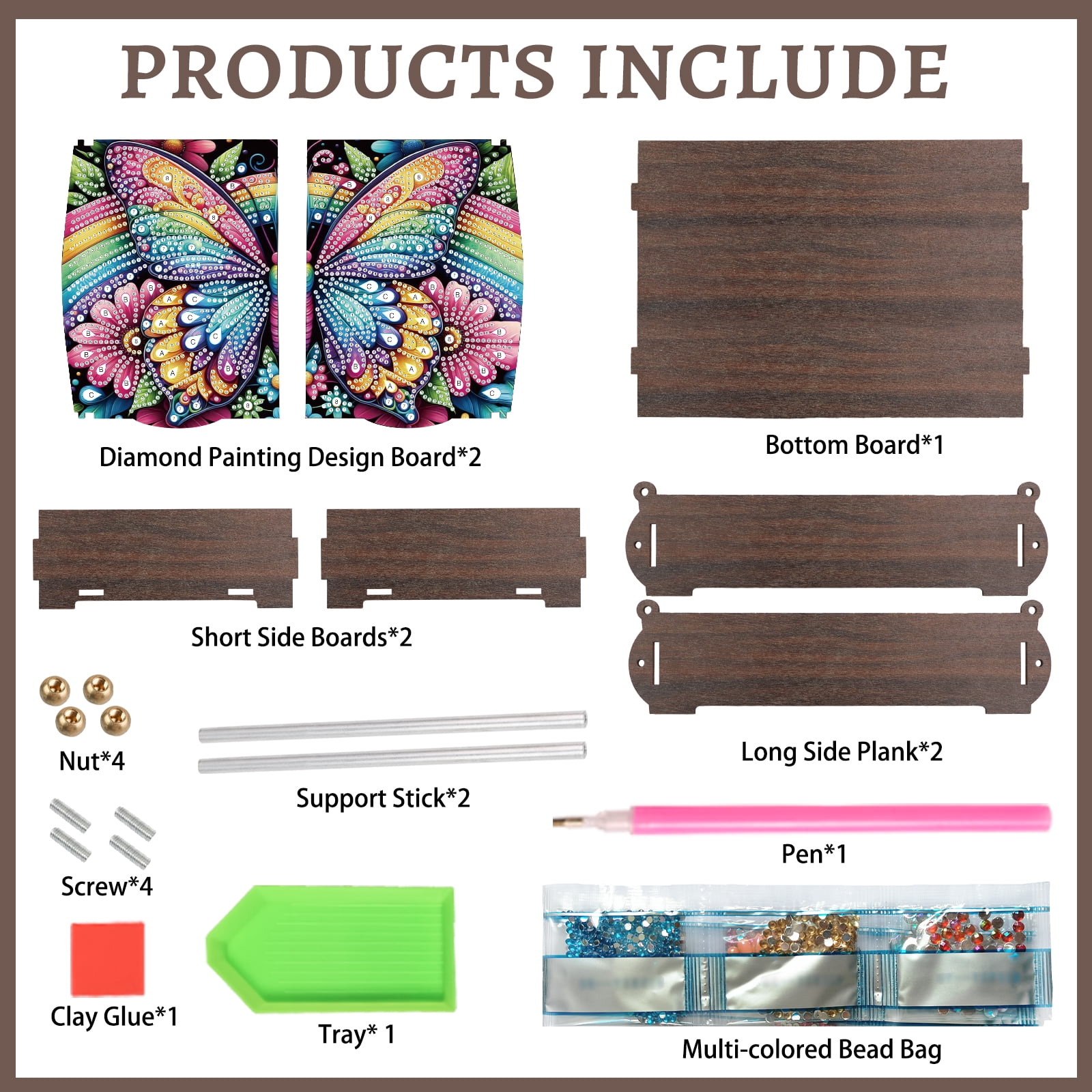 Diamond Painting Kit Storage Box Colorful Butterfly DIY Multi-Purpose Craft Storage Box Ideal for Home Offices and Holiday Gifts