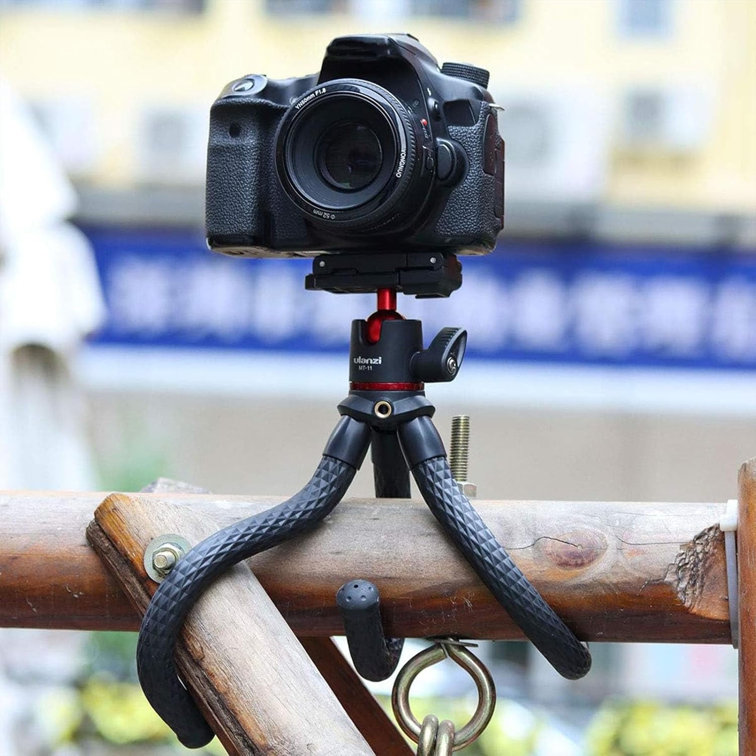 Ulanzi Camera Tripod, Mini Flexible Stand w Hidden Phone Holder w Cold Shoe Mount for Smartphone Camera