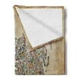 thumbnail image 2 of Collage Soft Flannel Fleece Throw Blanket, Vintage Backgrounded Various Photos Shaped as World Map Travelling Continents, Cozy Plush for Indoor and Outdoor Use, 50" x 60", Multicolor, by Ambesonne, 2 of 5