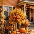thumbnail image 2 of 1 Pack Fall Pumpkin Floral Stake Artificial Topiary Tree 22 Inch Outdoor Ground Stakes UV Resistant Faux Autumn Plant for Porch Garden Halloween Thanksgiving Home Decor Essential, 2 of 8