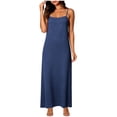 thumbnail image 5 of VBVC Women's Spaghetti Strap Cotton Linen Maxi Dress , Ladies' Square Neck Casual Slip Dress , Summer Beach Vacation Long Dresses For Women,Navy,S-2XL, 5 of 10