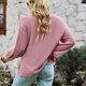 thumbnail image 4 of Camiseta holgada de punto con cuello en V para mujer Otoño Invierno Color sólido para vacaciones de ocio, 4 of 6