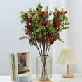 thumbnail image 2 of Artificial Pomegranate Fruit Branch, 25.2 Inch Red Christmas Decorative Flower Arrangement, Faux Twig with Berries and Leaves for Holiday Home Décor, 2 of 5
