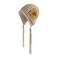 thumbnail image 4 of Segolike Women Knitted Hat Outdoor Winter Handmade Cute Skull Caps Trendy Soft Beanie Hat Beige, 4 of 8