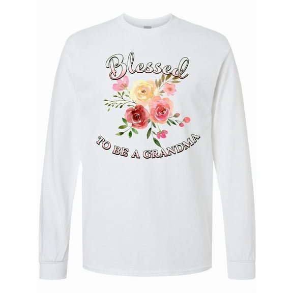 Inktastic Blessed to Be a Grandma Flowers Long Sleeve T-Shirt