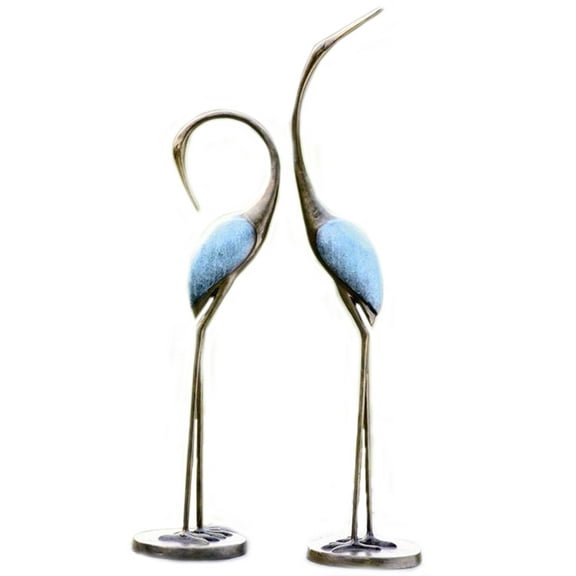 SPI Hand Painted Aluminum Stylized Garden Crane Pair