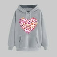 thumbnail image 2 of Goodeals Online Deals,Valentine Day Sweatshirt for Women Love Heart Printed Graphic Pullover Hooded Oversized Shirts Fleece Sweatshirts Cute Long Sleeve Casual Tops(Gray,XL), 2 of 5