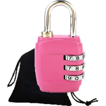 Pink Combination Locker Lock, Luggage Travel Lock, 3-Digit Outdoor Padlock
