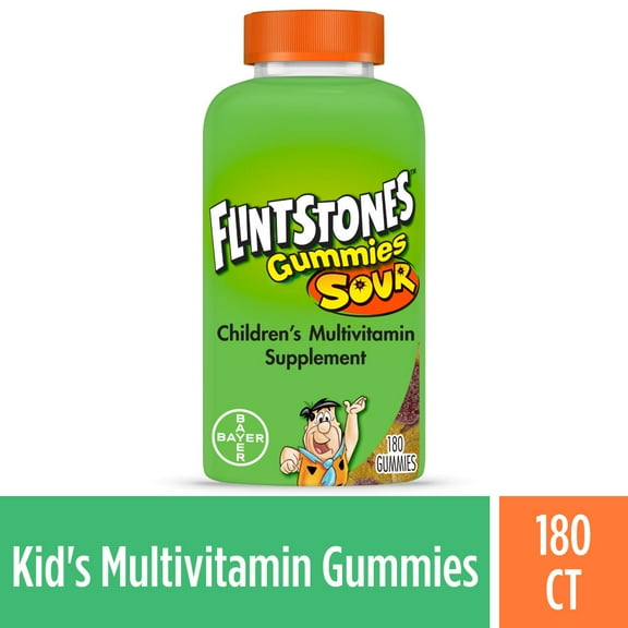 Flintstones Sour Gummies Kids Vitamins, Multivitamin for Kids, 180 Ct