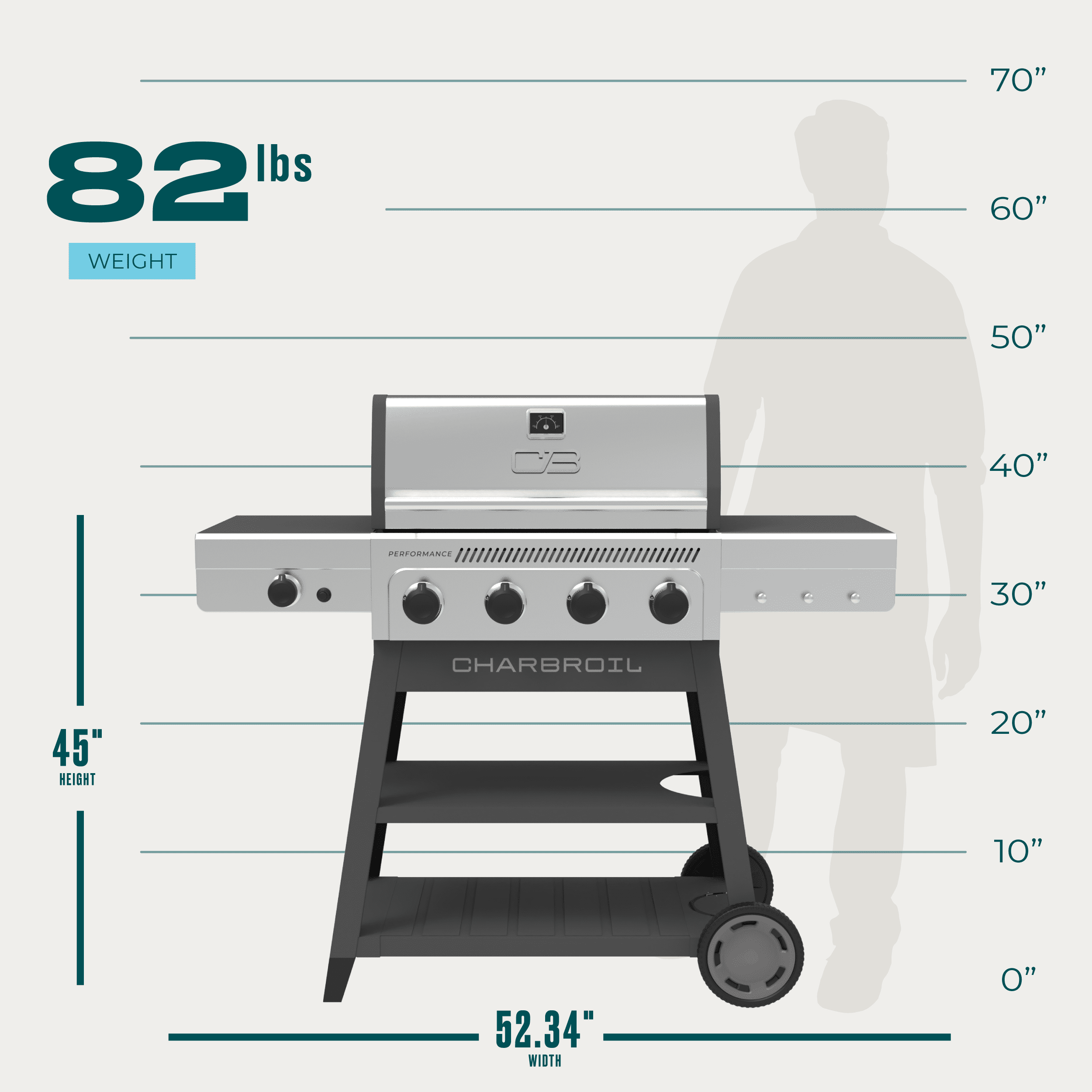 Charbroil® Performance Series™ FlavorMax™ 4-Burner Cart Gas Grill with Side Burner, Stainless