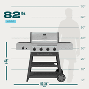 Charbroil® Performance Series™ FlavorMax™ 4-Burner Cart Gas Grill with Side Burner, Stainless