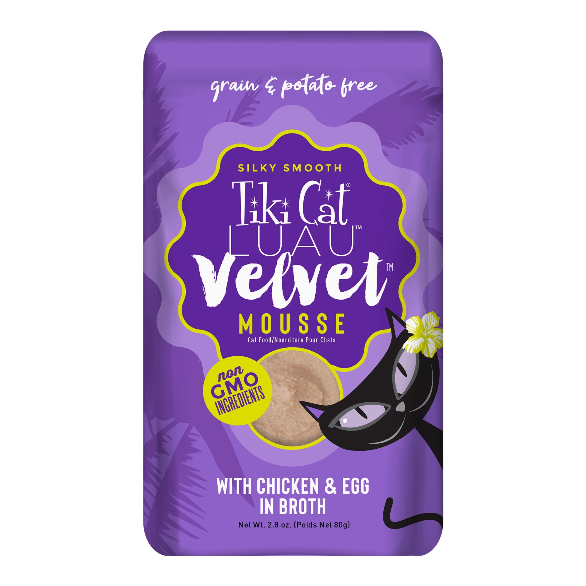 (12 pack) Tiki Cat Luau Velvet Mousse Wet Cat Food, Chicken & Egg, 2.8 oz. Pouch
