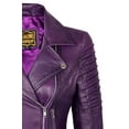 thumbnail image 7 of SKYLINEWEARS Women Real Leather Biker Jacket Real Lambskin Moto Biker Fashion Jackets Purple 2XL, 7 of 7
