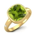 thumbnail image 2 of 2.5 Ctw Cushion 925 Sterling Silver Gold Vermeil Peridot Solitaire Women Bezel Set Wedding Ring, 2 of 3