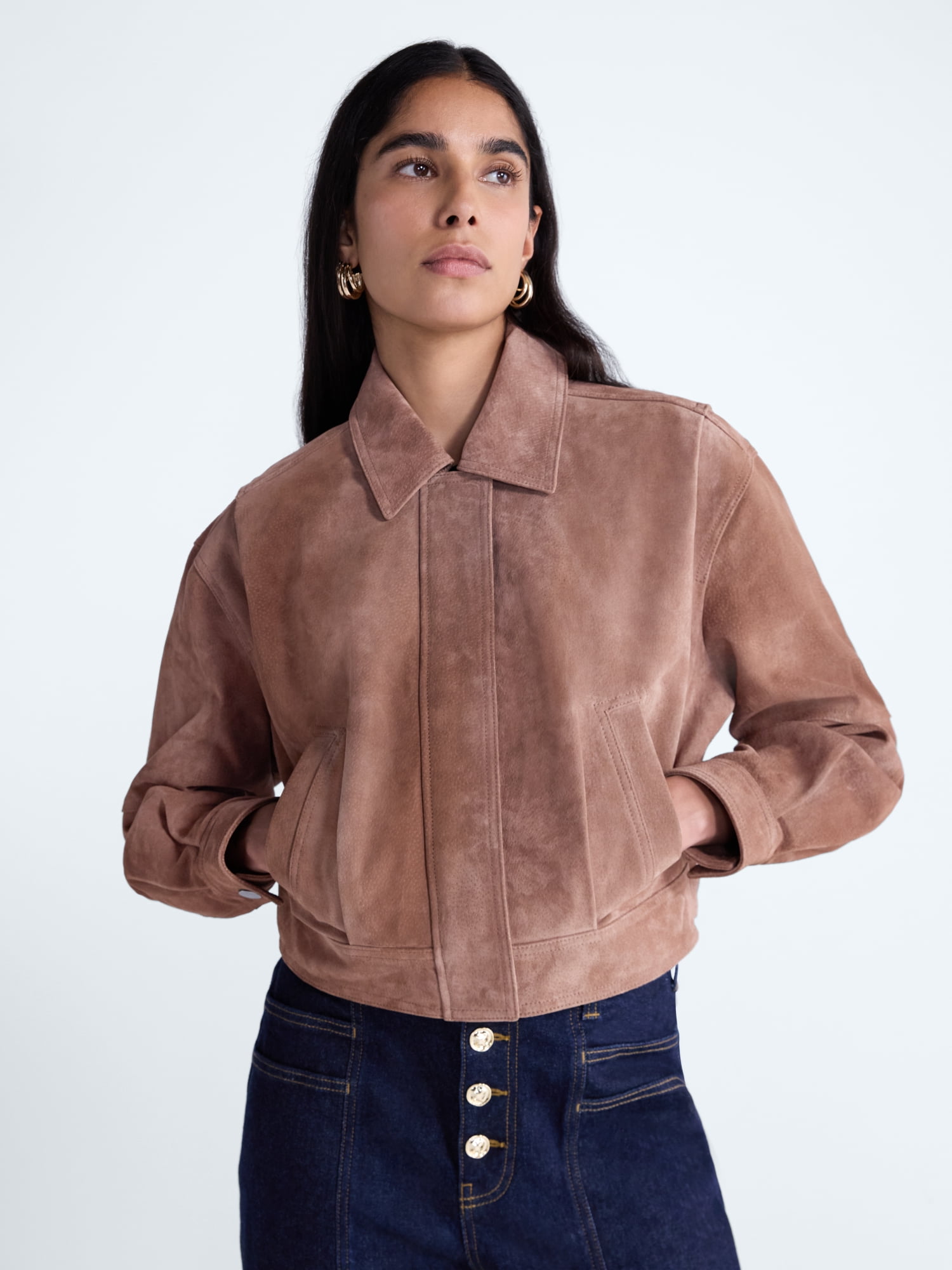 Scoop Women’s and Women’s Plus Cropped Suede Jacket, Sizes XS-4X