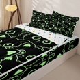 thumbnail image 2 of Manfei Cute Simple Cat Zipper Twin Comforter Sets with Fitted Sheet and 2 Pillowcases, Cartoon Kitten Zipper Bedding Set, Black Green, Polkadot Reversible, 4 Pieces, 2 of 7