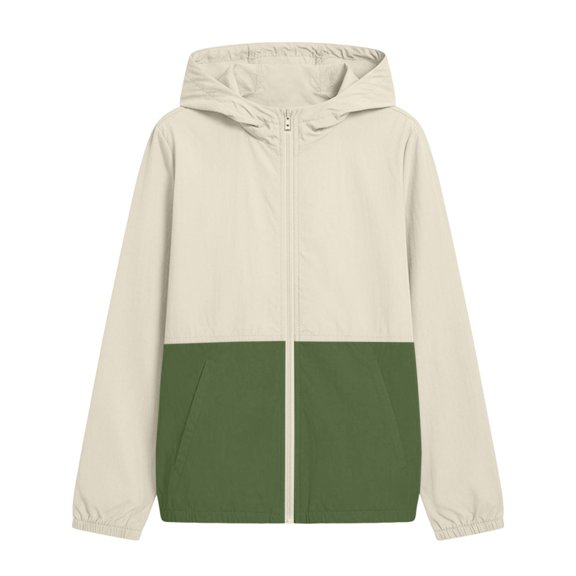 Coerni Boys& Girls 50 Sun Hoodie Jacket Color Block Long Sleeve Full Zip Sun Protection Coats Summer Outdoor Lightweight Kids Clothes