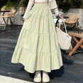 thumbnail image 2 of yillto Womens Maxi Skirts Elastic Waist A Lined Tiered Flowy Summer Boho Casual Pleated Long Skirt, 2 of 5