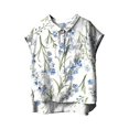 thumbnail image 2 of Blue Tshirts for Women Cute Tops for Women Collar Non Sleeve Linen Shirts Plus Size Floral Blouses Casual Summer Clothes Summer Tops, 2 of 4