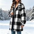 thumbnail image 6 of Button Down Plaid Jacket for Women,Turned-Down Collar Warm Fleece Shacket Coat with Pockets for Fall and Winter, 6 of 9
