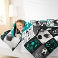 thumbnail image 4 of jejeloiu Football Gamer Full Size Comforter Sets,Soccer Sport Game Bedding Sets For Ball Lovers Reversible 3-Piece, 4 of 8