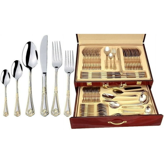 Italian Collection 'Seashell' 75-Piece Surgical Stainless Steel Silverware Flatware Set - Service for 12