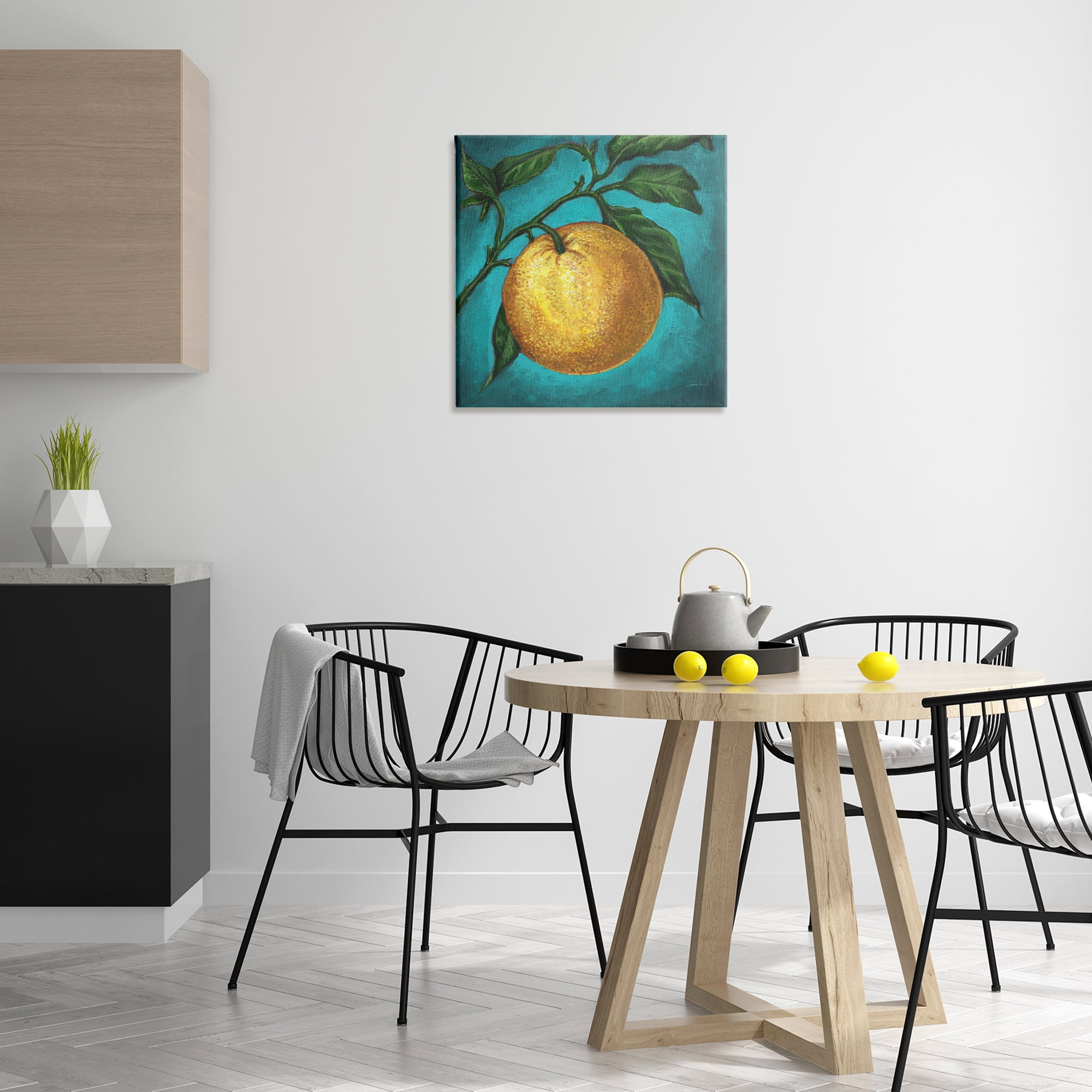 Stupell Industries Citrus Fruit on Branch Food & Beverage Painting Wrapped Canvas Art Print Wall Art, 24 x 24