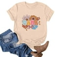 thumbnail image 3 of WREESH Women's Summer Fashion T-Shirts Short Sleeve Round Neck Graphic Tops Beige, 3 of 4