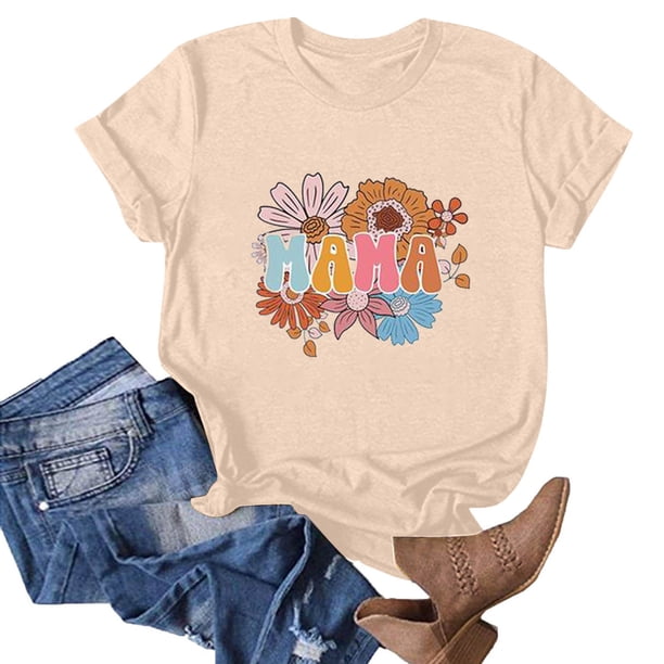 Fiudx Camisas de Mujer Blusa de Manga Corta con Estampado de Moda para Mujer, Divertida Camiseta con Cuello Redondo