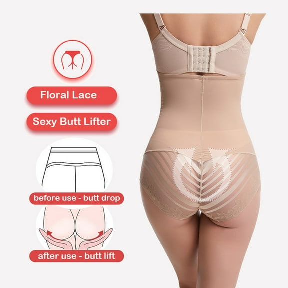 YWDJ Shaping Panties Women Briefs Lace Lightweight High Waist No Show Body Sculpting Pants Mid-waist Abdomen Pants High-waist Leggings Lace Pants Panties Beige L