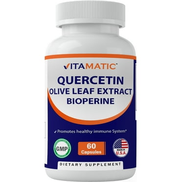 Vitamatic Quercetin, Olive Leaf Extract, with Bioperine for greater absorption, Immune support - 910 mg, 60 Capsules